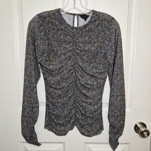 Ted Baker Savannn Floral Long Sleeve Ruched Top Blouse Size 1